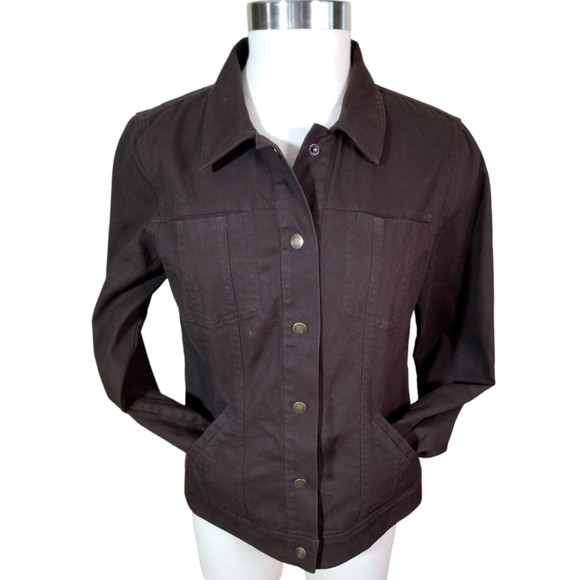 Christopher Banks Womens Roll Tab Long Sleeve Brown Button Up Jacket Sz Small - Picture 5 of 13